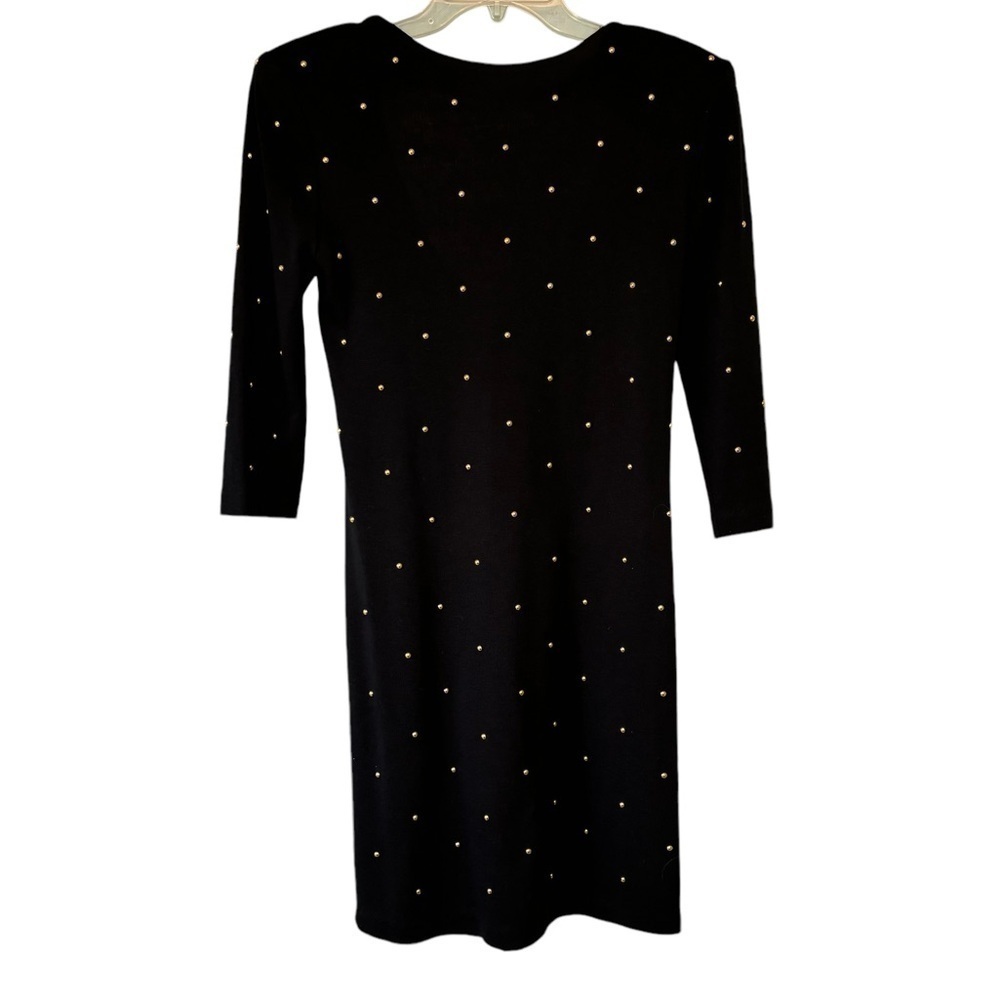 Vintage Black and Gold Grommet Polka Dot Knee-Length Dress Sz Small